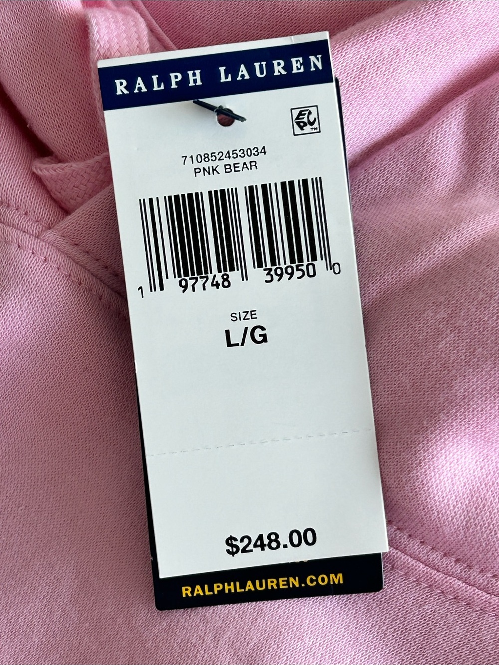 Polo Ralph Lauren Pink Polo Bear Hoodie NWT Size L - Picture 7 of 8